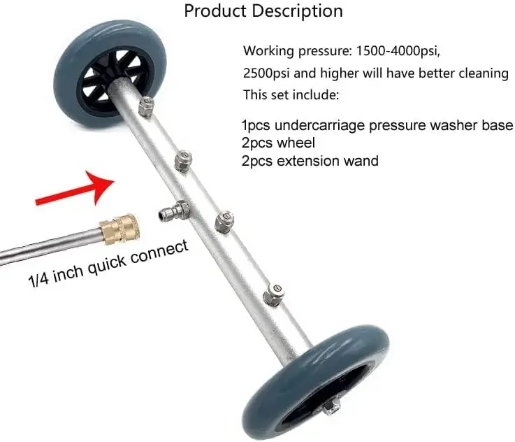 5000PSI 16" Electric High Pressure Washer for Car Chassis & Locomotive Cleaning, 2 Extension Rods Included