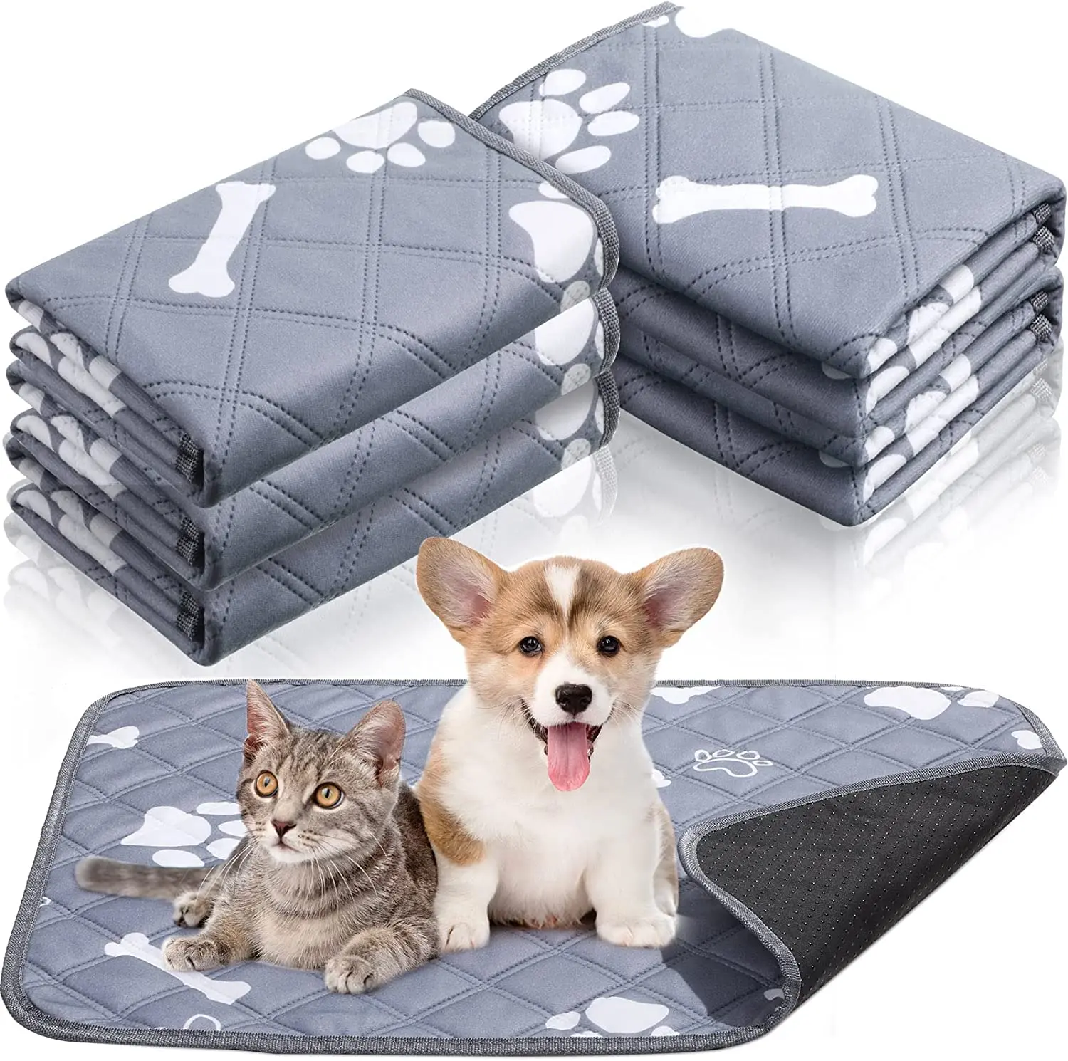 Cat Dog Mat Reusable Dog Pee Pad 4 Layer Super Absorbent Pet Diaper Mat for  Cats Small Dogs Puppy Kitten Potty Training Pads