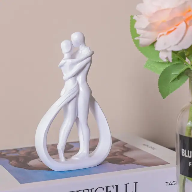 Statue de Couple Amoureux, Figurine de Baiser, Couple Romantique, Décorations Esthétiques, Sculpture Moderne, Décor pour la Maison, Salon 3