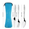 3/8Pcs/Set Stainless Steel Fork Spoon Cutlery Set Steak Knife Fork Spoon Portable Camping Bag Picnic Outdoor Tableware with bag 6