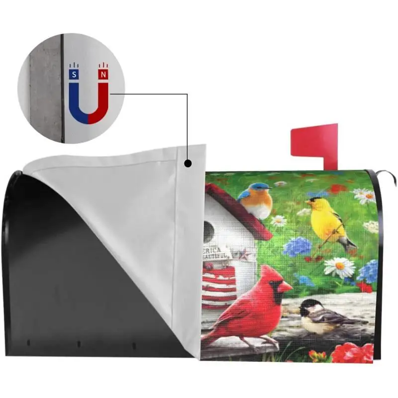 Mailbox Covers Flower Bird Butterfly Magnetic Mailbox Wraps Waterproof Summer Beach Post Letter Box Cover Garden Yard Decor