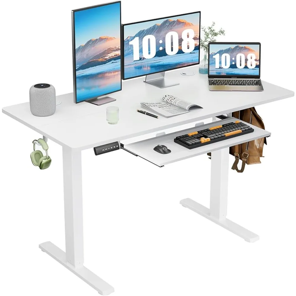 Standing Desk With Keyboard Tray 48 X 24 Inches Electric Desk Adjustable Height White Freight Free Table Study Writing Office raised toilet seat 300 lbs white 6 inches
