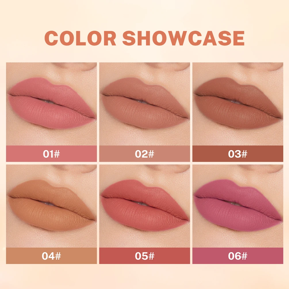 QIBEST Matte Lipstick Lip Tint Long Lasting Velvet Lipliner Pencil Not Fading Non-Stick Cup Lipstick Set