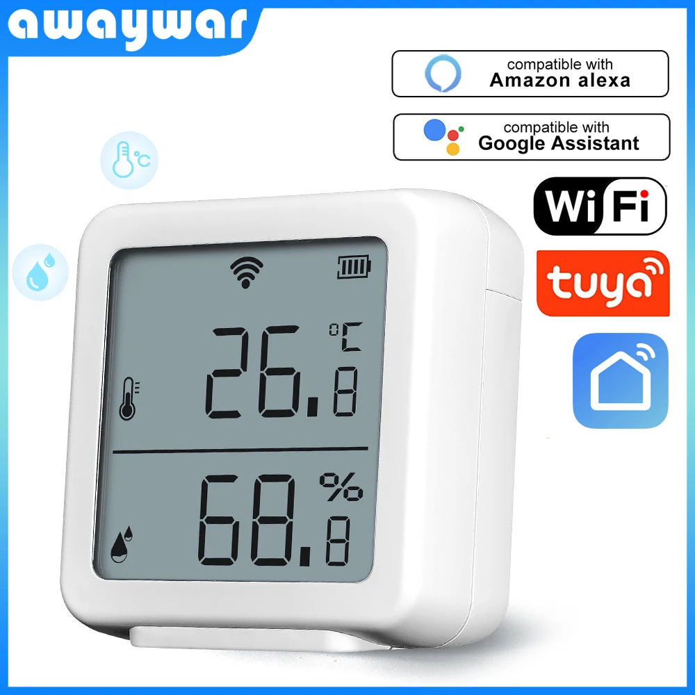 Tuya Smart WiFi Temperature and Humidity Sensor With Alarm Room Thermometer  Works with Alexa Google Home