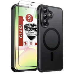 Funda de teléfono mate translúcida magnética con protectores de pantalla y correa para la muñeca - Protección mejorada contra caídas