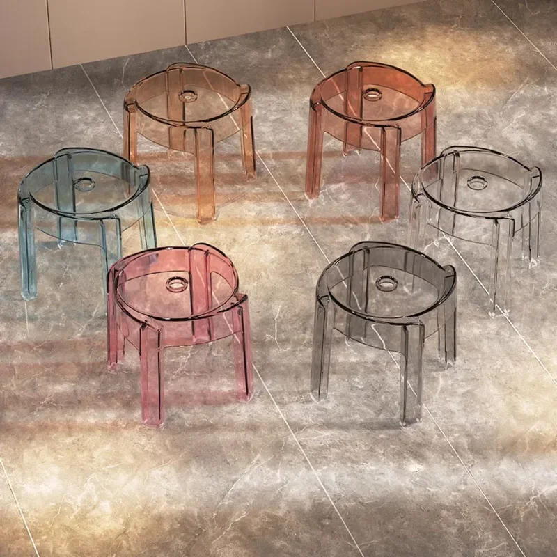 Transparent Dining Step Stool Nordic Plastic Low Modern Commode Minimalist Foot Stool Pedicure Mueble Bedroom Bathroom Furniture