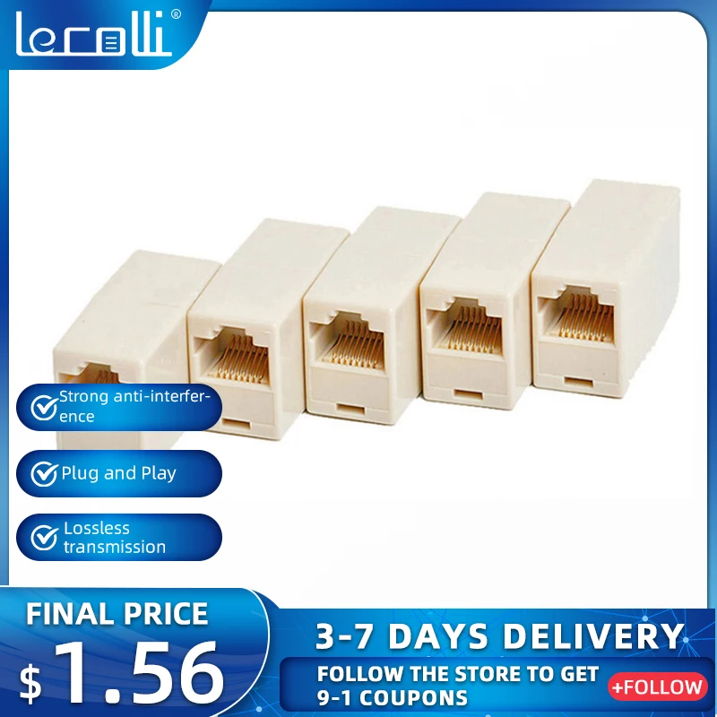 

Lecolli RJ45 Network Straight-through Head Network Cable A To A Connector Extension Connector Straight Head 10/0.1