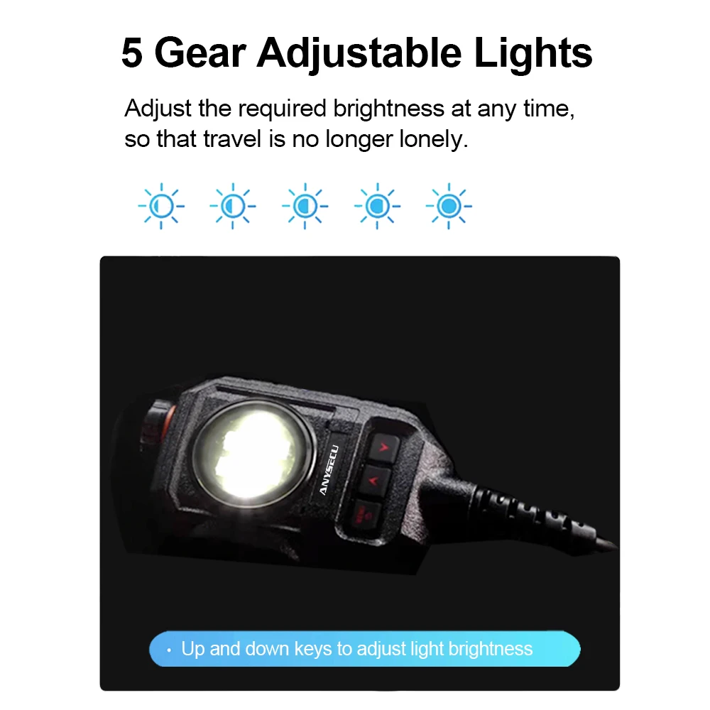 ANYSECU Microphone Type-C Strobe Light MIC-TPC01 Hand Microphone Speaker For Anysecu GT12 G6 W8 W8pro HD777 HD-318A WalkieTalkie