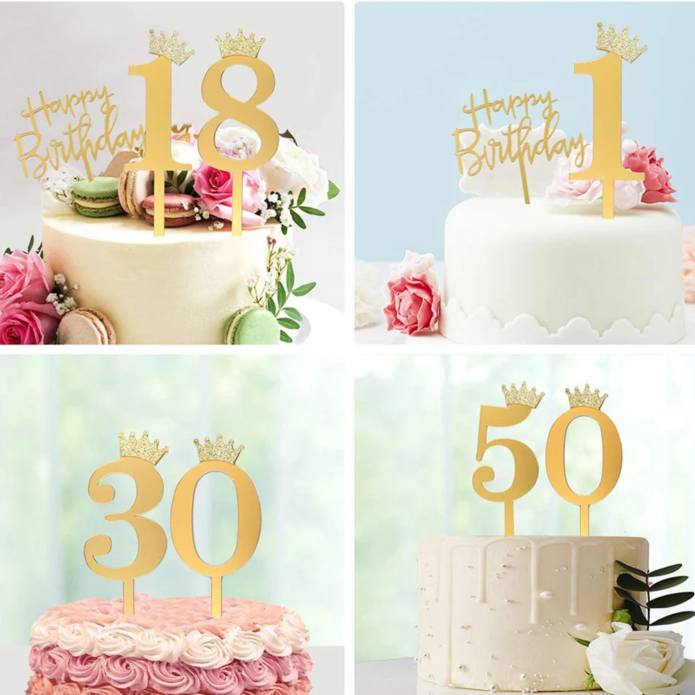 Acrylic-Glitter-Crown-Numbers-Happy-Birthday-Cake-Topper-Birthday-Cakes ...