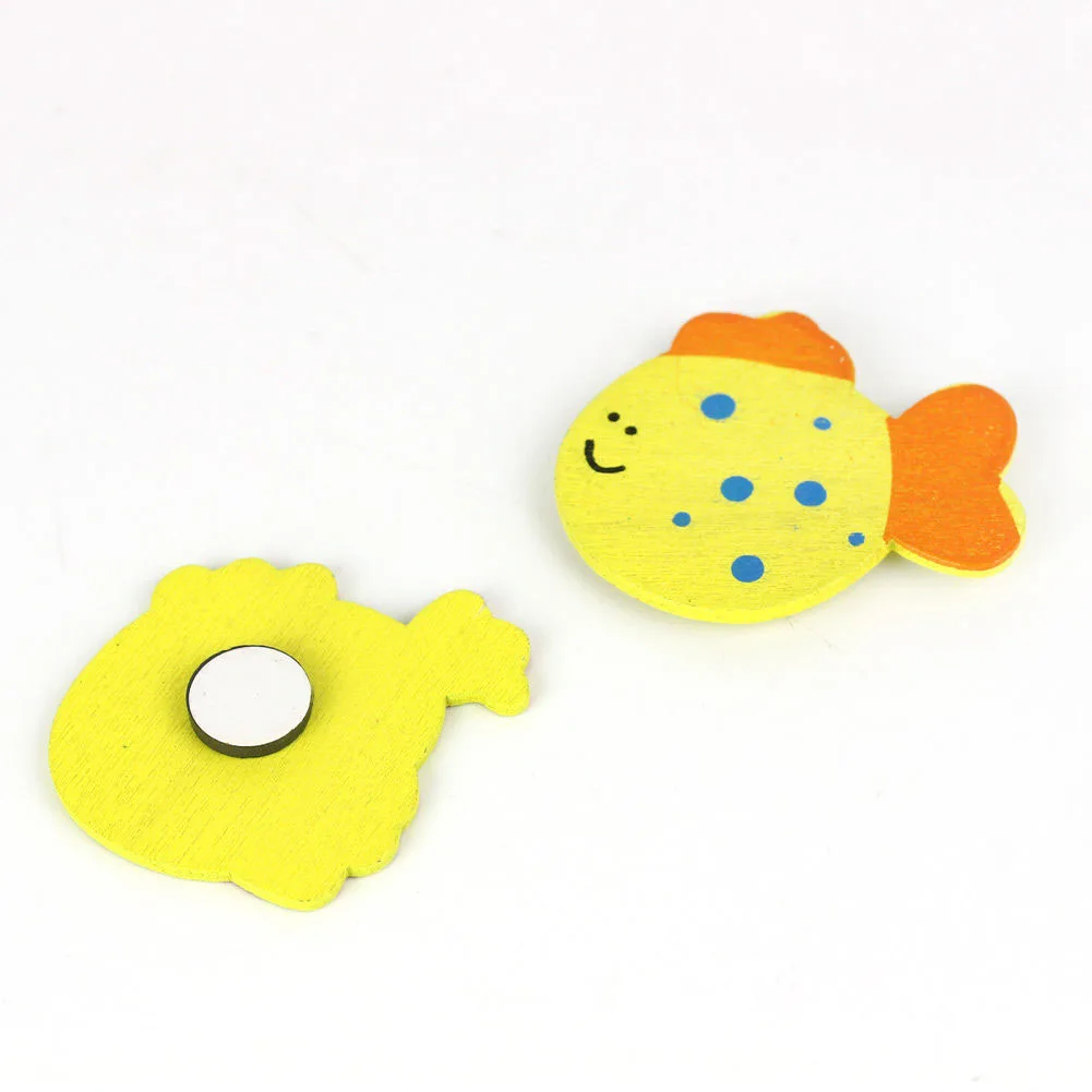 Cute Fridge Magnet Stickers 12Pcs/Set Wooden Cartoon Shape
