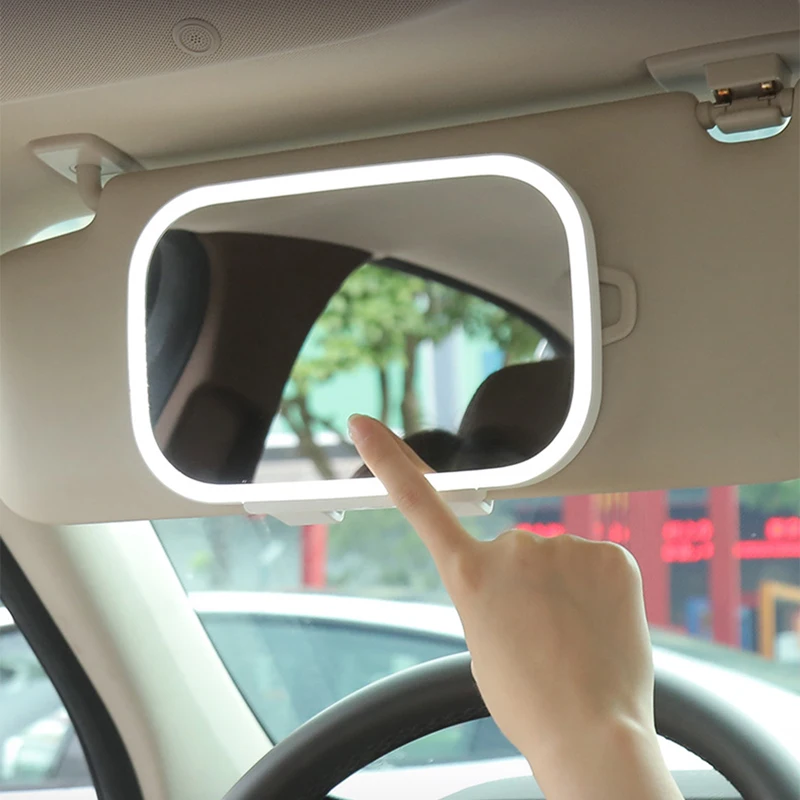 Led Car Sun Visor Mirror Touch Dimming Makeup Vanity Mirror Electric Sun-Shading Baby Auto Specchietto Retrovisore Accessori Interni