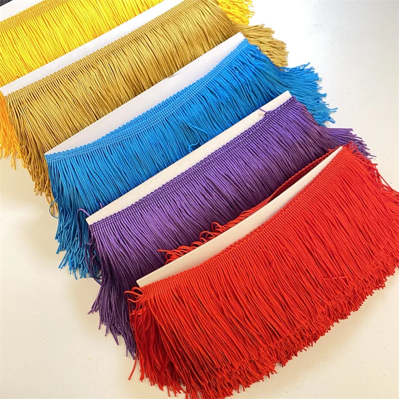 

10cm Long Fringe Lace Tassel Polyester Lace Trim Ribbon Latin dance skirt curtain fringes for sewing DIY Accessories Decorative