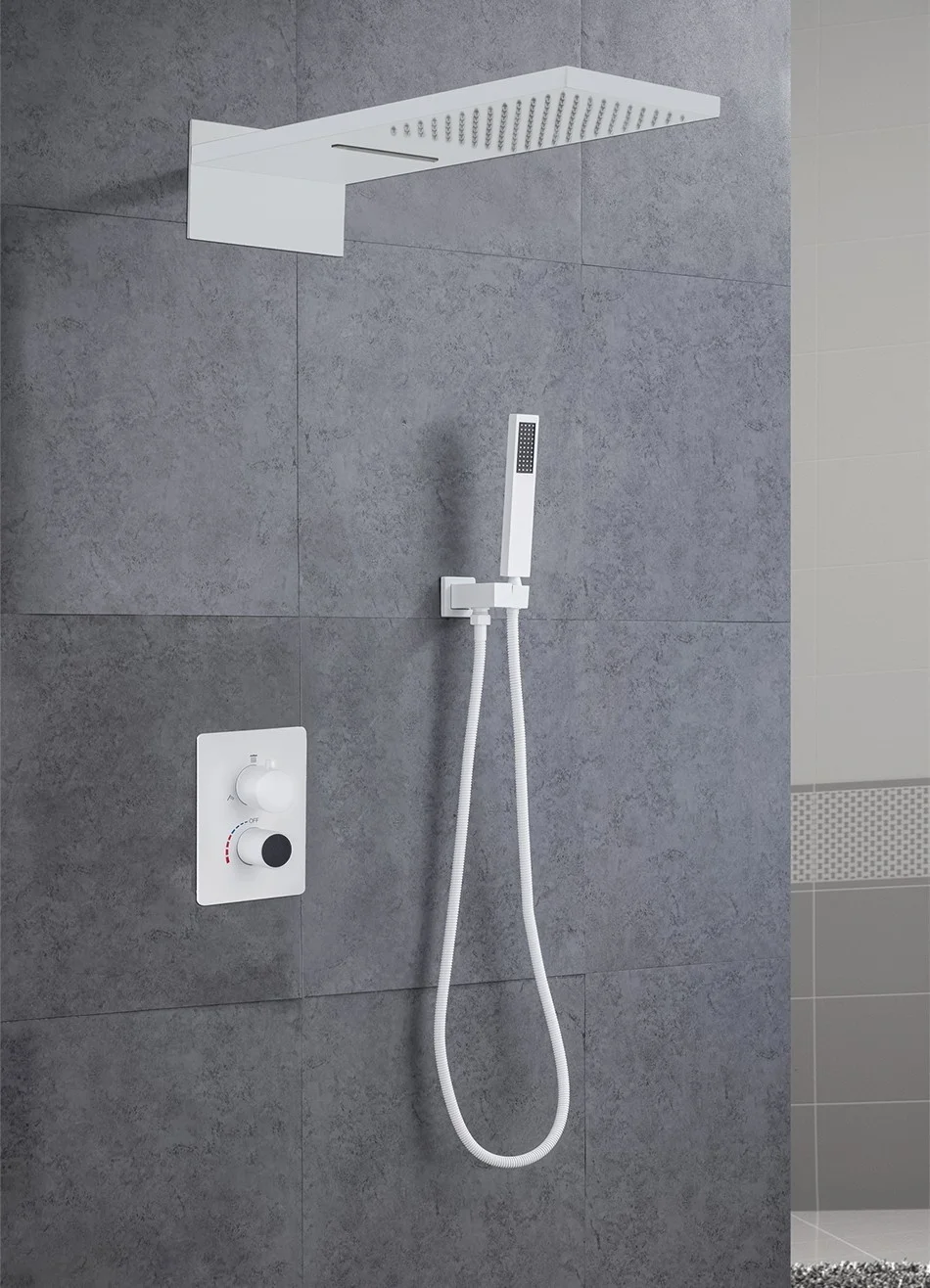 Description Picture 4 of itemBlack Concealed Waterfall LED Digital Display Bathroom Shower Faucet Set Wall Mount Rain Bath Shower System Shower Bathtub Mixer
