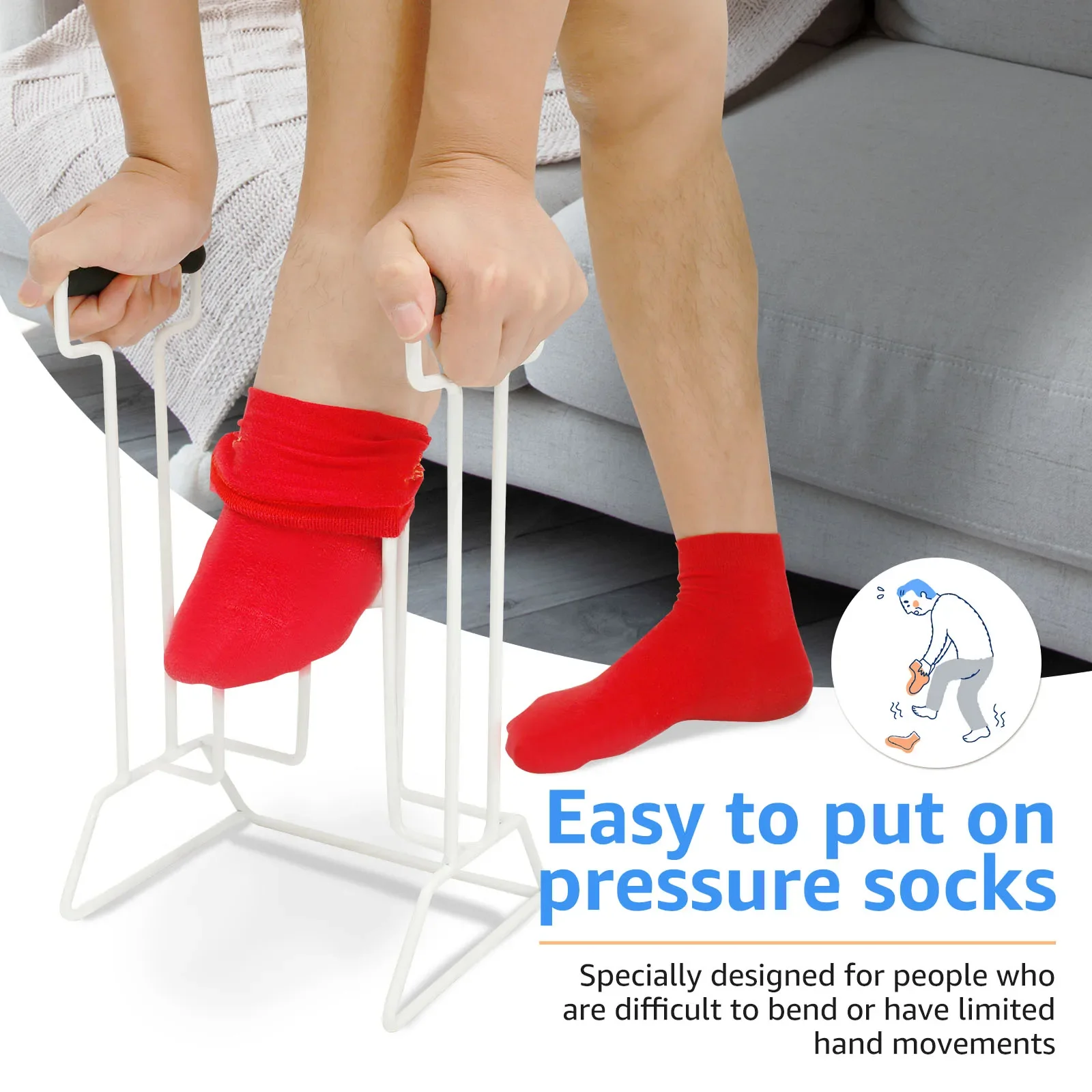 Elderly Stock Aid Tool Putting on Compression Large Sock Aid Easy to Use Donning Large Stocking Assistance for Old Men/Women