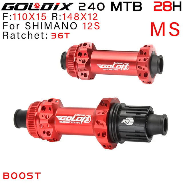 GOLDIX 240 EXP 180 MTB Bike 28H Naben Center Lock Disc Brake In Front 110*15 Rear148 *12mm Ultra Light DT 180 MTB Hub 110X15 148X12 MS Red