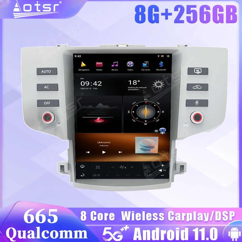 

Qualcomm Snapdragon 665 Android 11 Car Radio Tesla Screen For Toyota Reiz 2005 2006 2007 2008 2009 GPS Carplay Stereo Head Unit