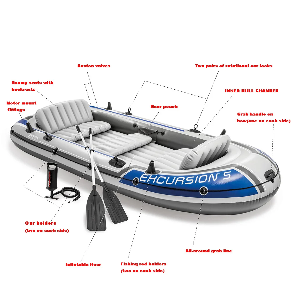 Inflatable EXCURSION BOAT SET 5-Person PVC w/pump 2