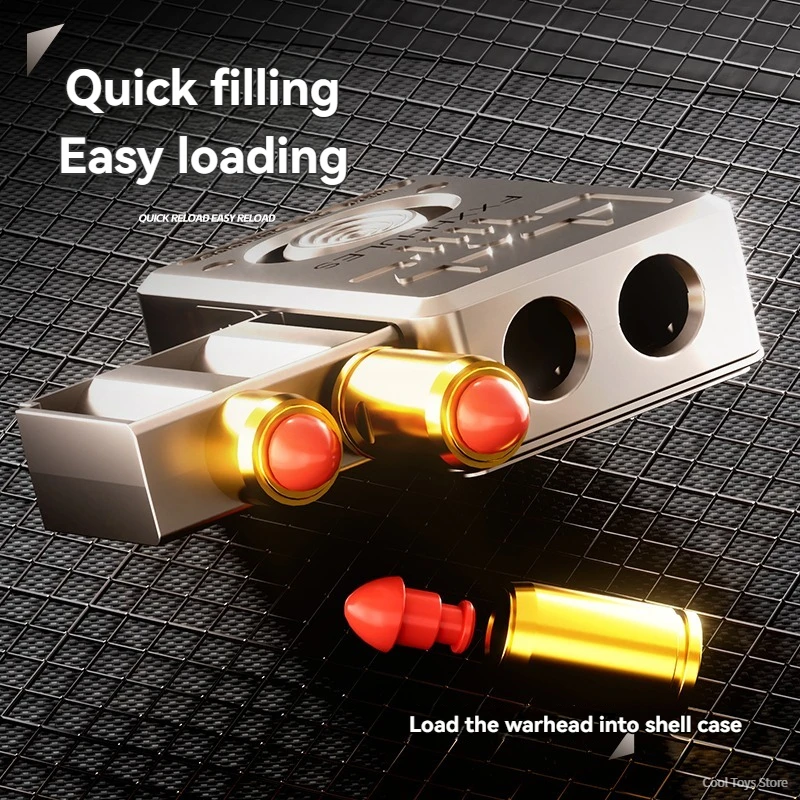 Alloy Poker Pushing Card Pistol Toy Gun Launcher Decompression Toy Soft Bullet Shell Ejecting Shooting Model for Adults Children 6