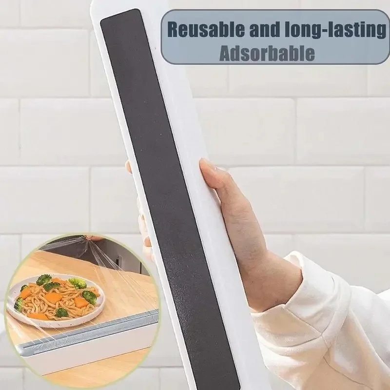 Refillable Magnetic Plastic Wrap Dispenser Kitchen Cling Film Cutter Slide Cutter Food Wrap Organizer 12in x 328ft Roll