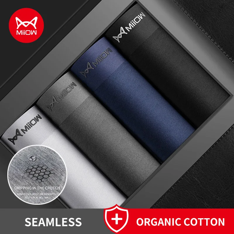 Organic Cotton Men Boxers Shorts Antibacterial Innerwear Man Underwear Boxer Men's Panties Male Trunks Underpants 4Pcs boxer shorts boxer underwear mens underwear men underwear