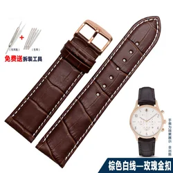 Premium Genuine Leather Watch Strap - Cowhide Band for Men and Women, Available in Multiple Sizes (Brown white - rosegold)