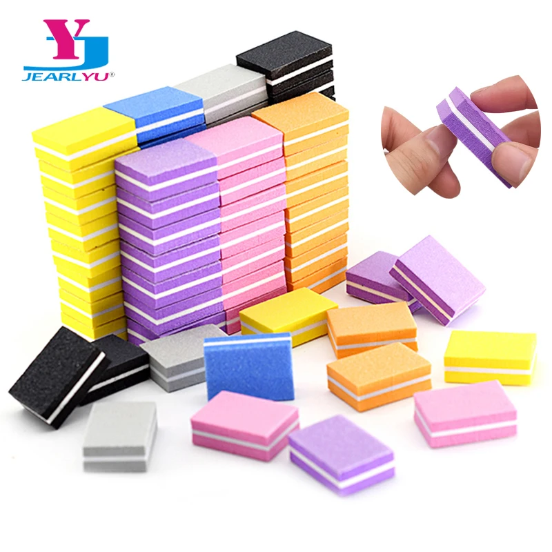 10/25/50Pcs Mini Sponge Nail File Buffer Block Polish Square Colorful Nail Supplies For Professional Care Manicure Pedicure Tool