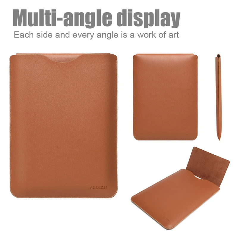 Bolsa de Luva para Laptop para Macbook Mac Book Ipad Air m1 m2 13 14 15 16 Pro 12 11 Polegada Bolsa de Capa Conjunto Couro Vegan - Imagem 4