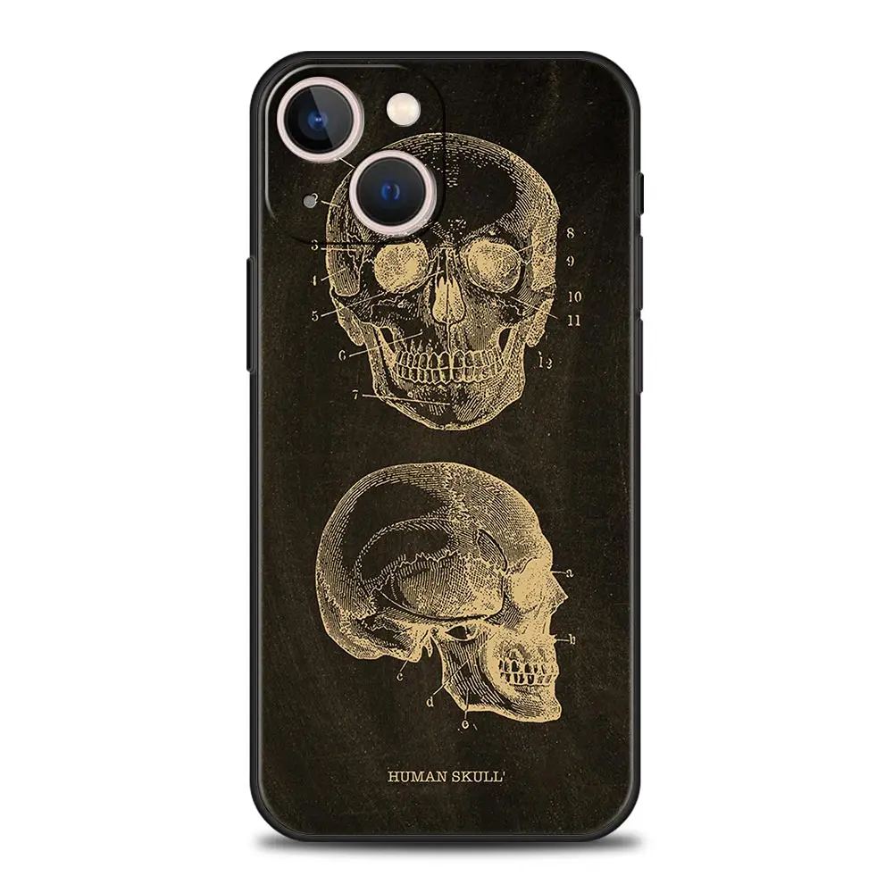 thumbnail image 1 of Funda de teléfono con forma de corazón y cuerpo de pizarra con esqueleto de anatomía para iPhone 13, 15, 14, 12, 11 Pro MAX XR X SE XS 7 8 Plus, funda protectora suave, 1 of 5