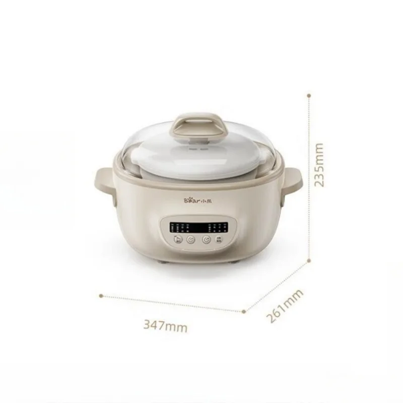 Bear 2.5L Slow Cooker Baby Supplement Machine 220V Mini Bird's Nest Stew Pot White Porcelain Waterproof Stew Pot