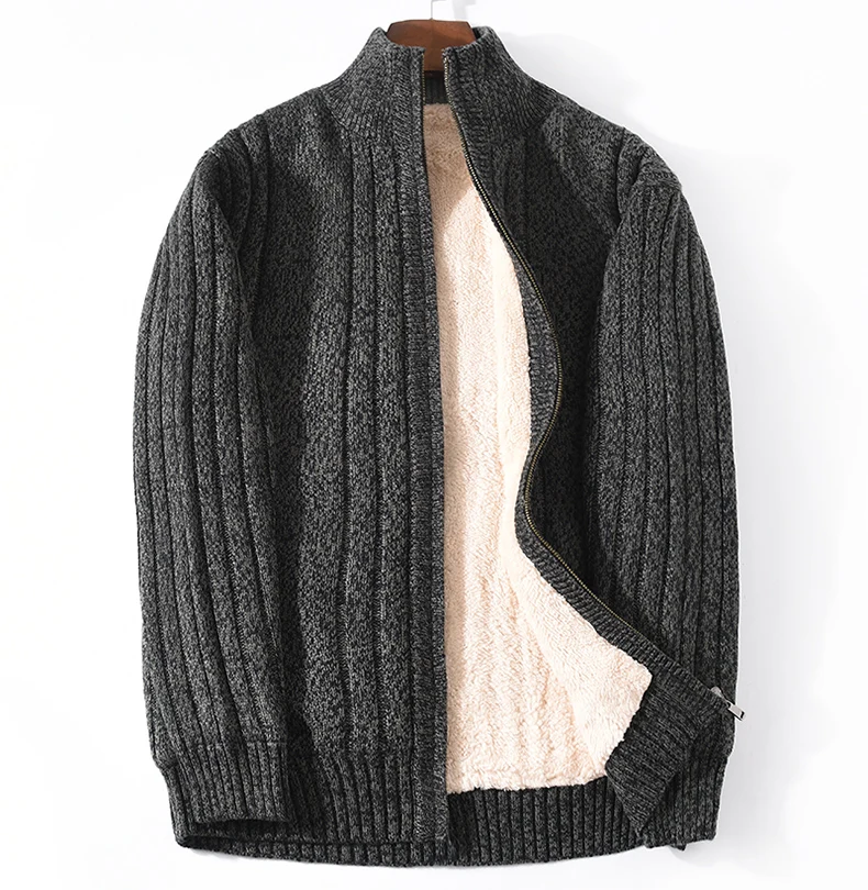 Winter Sweater Coat Male Lamb Cashmere Knitted Cotton Polyester Thicken Warm Cardigan Men 2024 Clothing Plus Size M-6XL 7XL 3