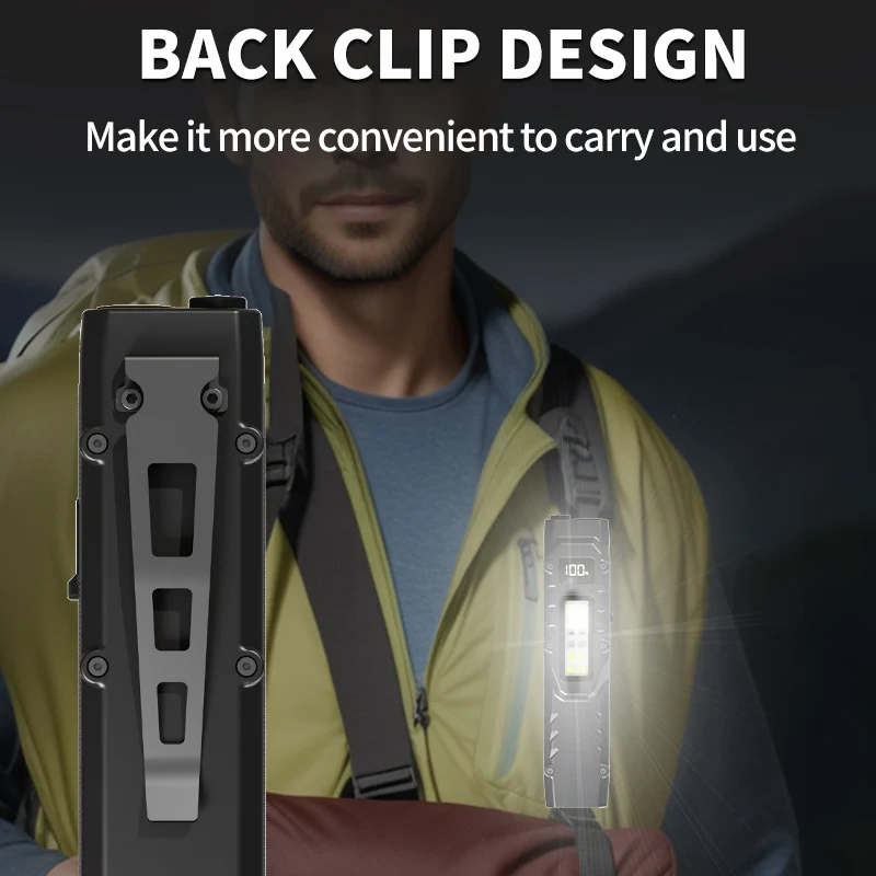 Portable Flashlight, 800 Lumens USB Rechargeable Tactical Flashlight, Flashlight IPX4 Waterproof Led COB Work Light for Camping
