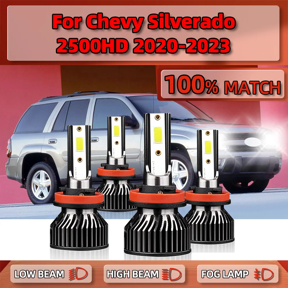 

40000LM H11 LED Headlight Bulbs 240W High Power Auto Lamps 12V 6000K White For Chevy Silverado 2500HD 2020 2021 2022 2023