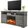 Fireplace TV Stand, Electric Fireplace TV Stand for TVs Up to 70 Inch,Farmhouse Entertainment Center with 23" Electric Fireplace 1
