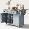 Kitchen Island on Wheels with Drop Leaf, Wood Kitchen Island Cart with Internal Storage Racks, Rolling Kitchen Island 1