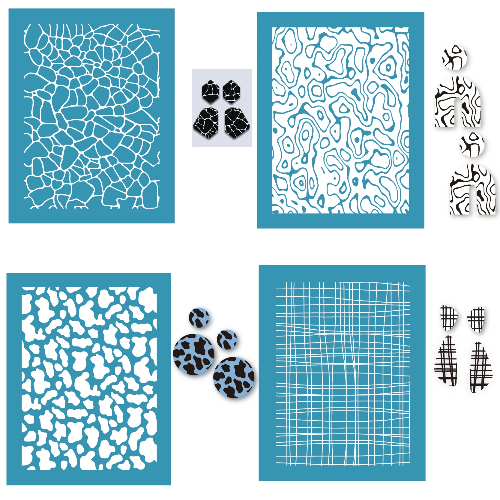Floral Pattern Silk Screen Stencils for Polymer Clay Reusable Silkscreen Print Kit Mesh Transfer