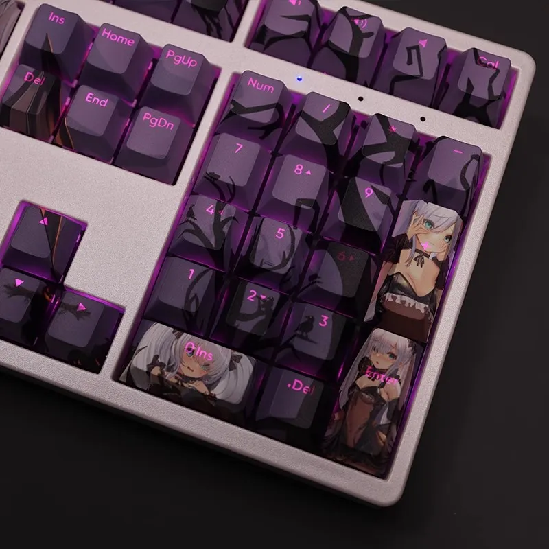 Teclado Retroiluminado Azur Lane Hms Janus Pbt Anime Gaming Key Caps para Ansi 61 87 104 108 Chaves Set - Imagem 2