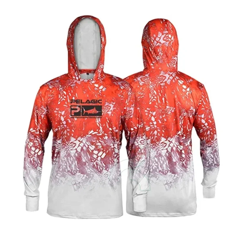 

Pelagic Fishing Shirt UPF 50+ Hooded Fishing Clothes Sun UV Protection Long Sleeve Hoodie Men's Outdoor Summer Camisa De Pesca