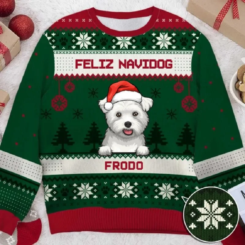 Suéter navideño feo con dibujo de gato, suéter navideño con impresión 3D, regalo de Papá Noel, sudadera 3D para hombre, otoño e invierno