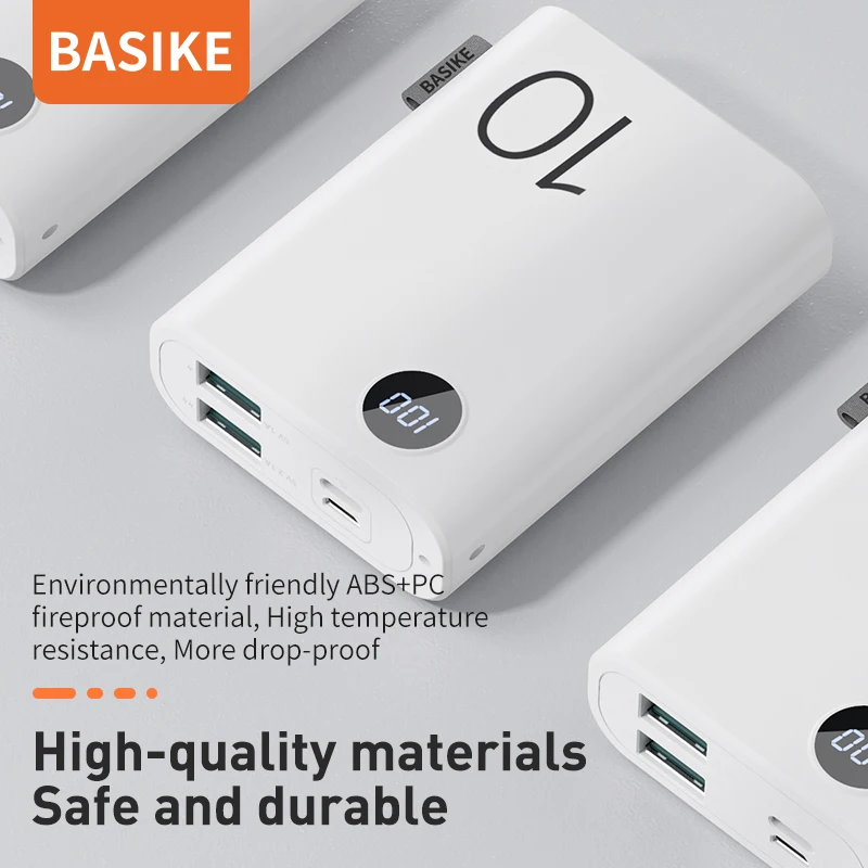 BASIKE Mini Power Bank Dual USB LED 10000 mAh Cell Phone Powerbank Portable Charger Fast Charging Android For iPhone Xiaomi powerbank for phone