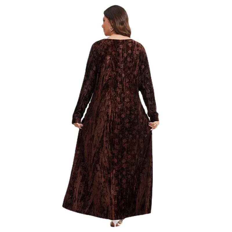 

Spring Autumn Velvet Africa Clothing Long Sleeve African Dresses For Women Sexy O-Neck Perspective Slim Dress Office Lady Party