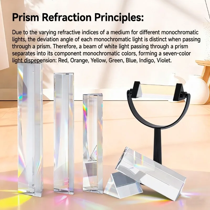 광학 삼각 프리즘 굴절기 광 분할 프리즘 K9 재질 무지개 만들기 도구 물리학 광학 실험 초등 교육용
