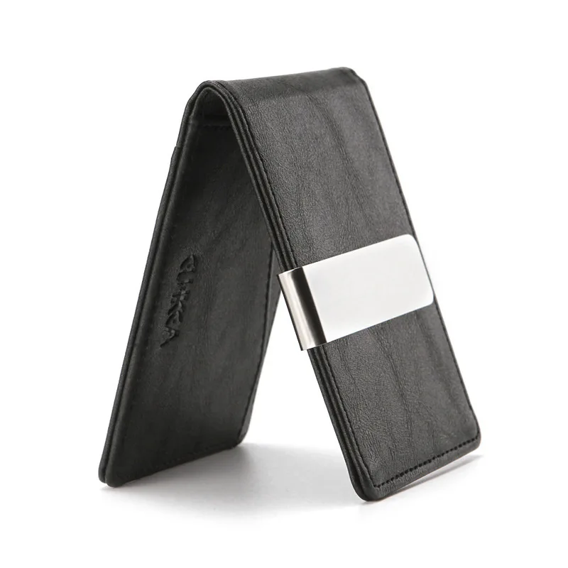 New Fashion Men's Leather Money Clips Wallet Multifunctional Thin Man Card Purses Women Metal Clamp For Cash Holder 4
