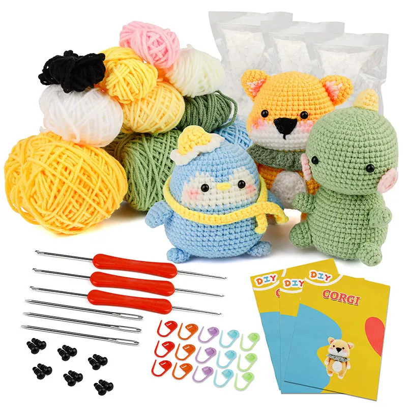 The Woobles Crochet Kit Diy Beginners Animal Toolkit Cute Hand-Woven Doll Easy  Peasy Yarn And Video Tutorials Christmas Gift - AliExpress