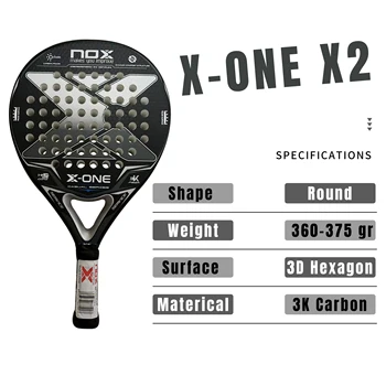X-ONE-Carbon Fiber Paddle Raquete de tênis, núcleo redondo forma para iniciantes, raquete sem capa saco, 3K 12K 18K 6