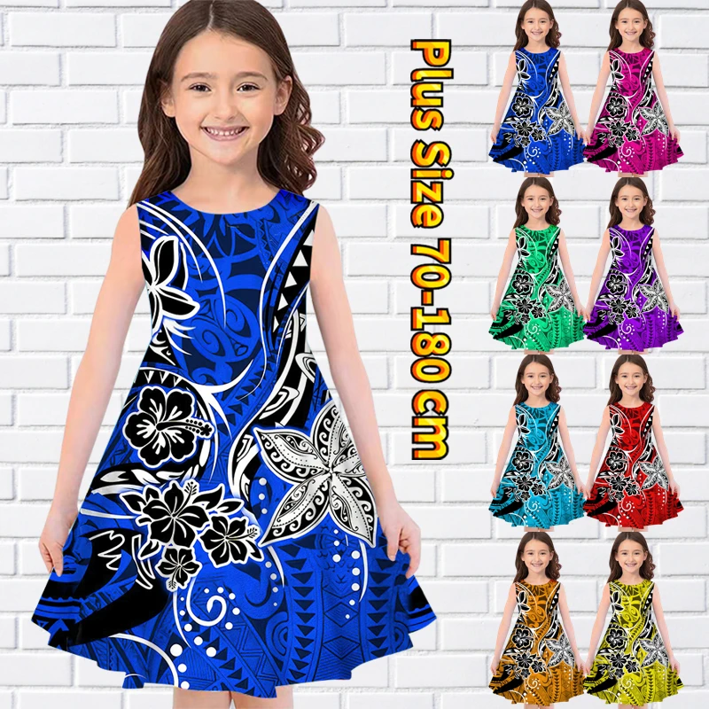 

Round Neck New Design Print Dress Knee-length Skirt Little Girl Sleeveless Skirt Summer Lovely Midi Skirt Everyday Midi Skirt