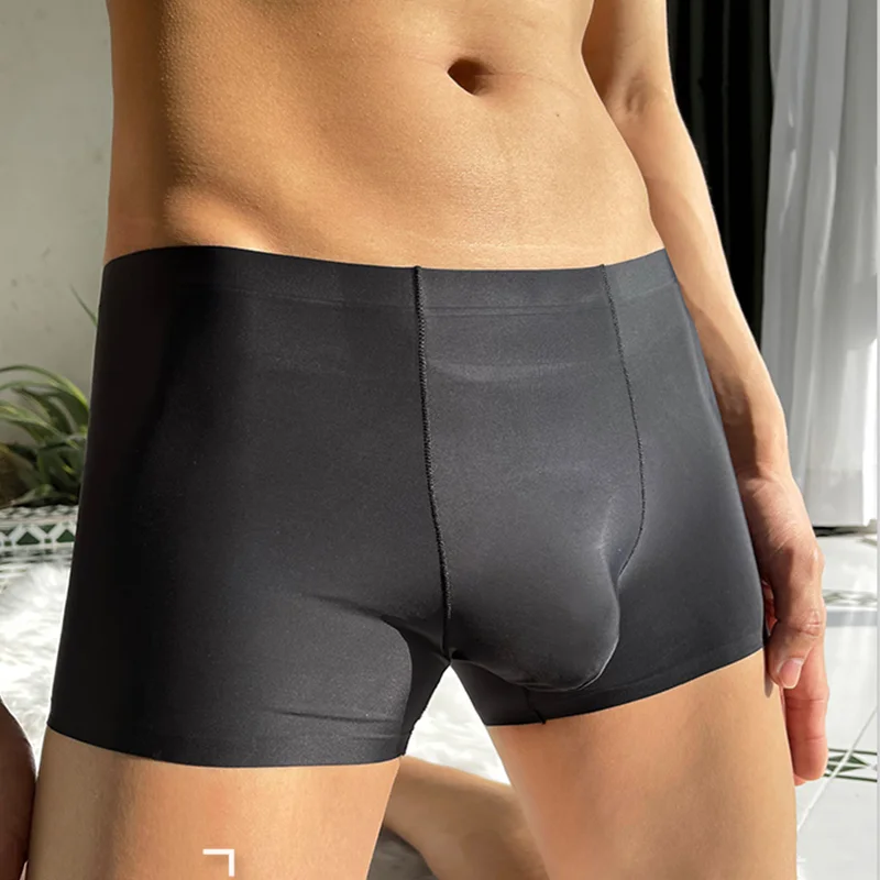 3Pcs/Lot Summer Sexy Antibacterial Men Ice Silk Boxer Men's Underwear Boxer Shorts Pants Mid Waist Trend Brand White Transparent