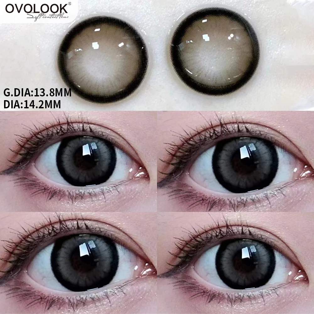 

OVOLOOK-1 Pair(2pcs) Cute Lenses Brown Contact Lenses for Eyes Natural Gradations Look Myopia Lenses Fast Shipping Fashion Lens
