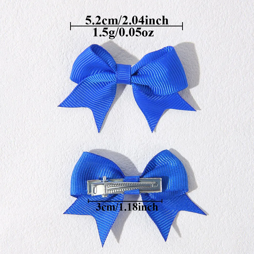 2/4/6개 솔리드 리본 보우노트 헤어 클립 블루 화이트 소녀용 수제 리본 키즈 바레트 헤어 액세서리 도매
