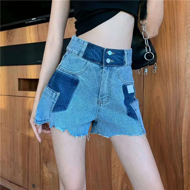 Fall Female Sexy Hole Blue Denim Short New Casual All-Match Slim Jean Shorts Women 2024 Summer Vinatge High Waist Jeans Shorts