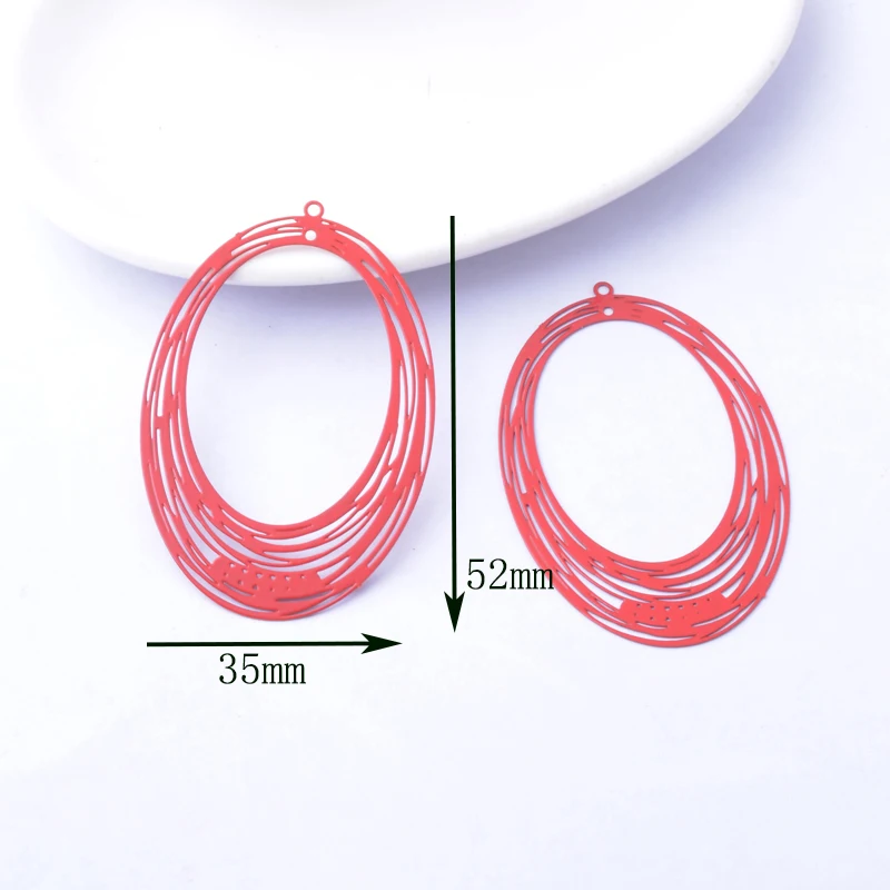 다채로운 블랙 골드 컬러 대형 타원 참, 빈 타원형 커넥터 펜던트, DIY 쥬얼리 제작, AB4312, 52*35mm, 30 개